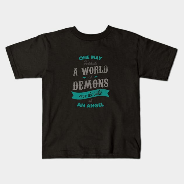 A WORL OF DEMONS Kids T-Shirt by snevi